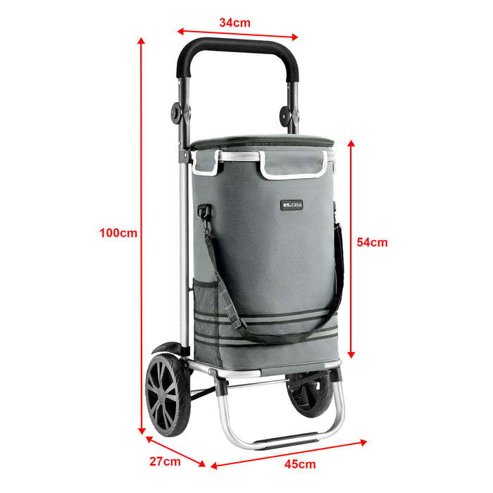 Trolley Portaspesa 'Namborn' con Capacitá fino a 41 L / 20 kg - Pieghevole - Grigio Scuro [en.casa]