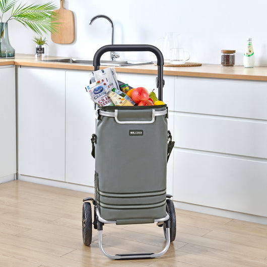Trolley Portaspesa 'Namborn' con Capacitá fino a 41 L / 20 kg - Pieghevole - Grigio Scuro [en.casa]