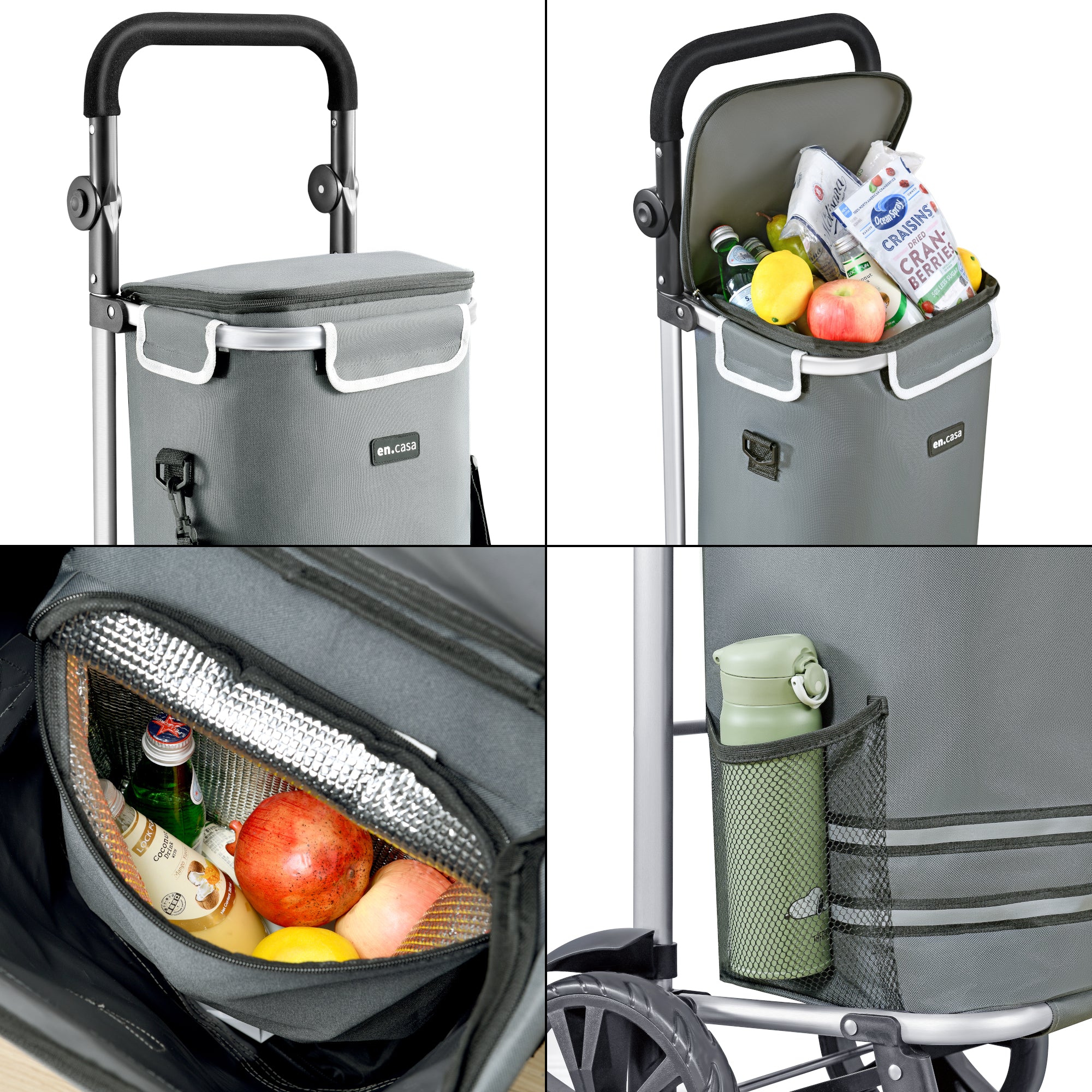 Trolley Portaspesa 'Namborn' con Capacitá fino a 41 L / 20 kg - Pieghevole - Grigio Scuro [en.casa]