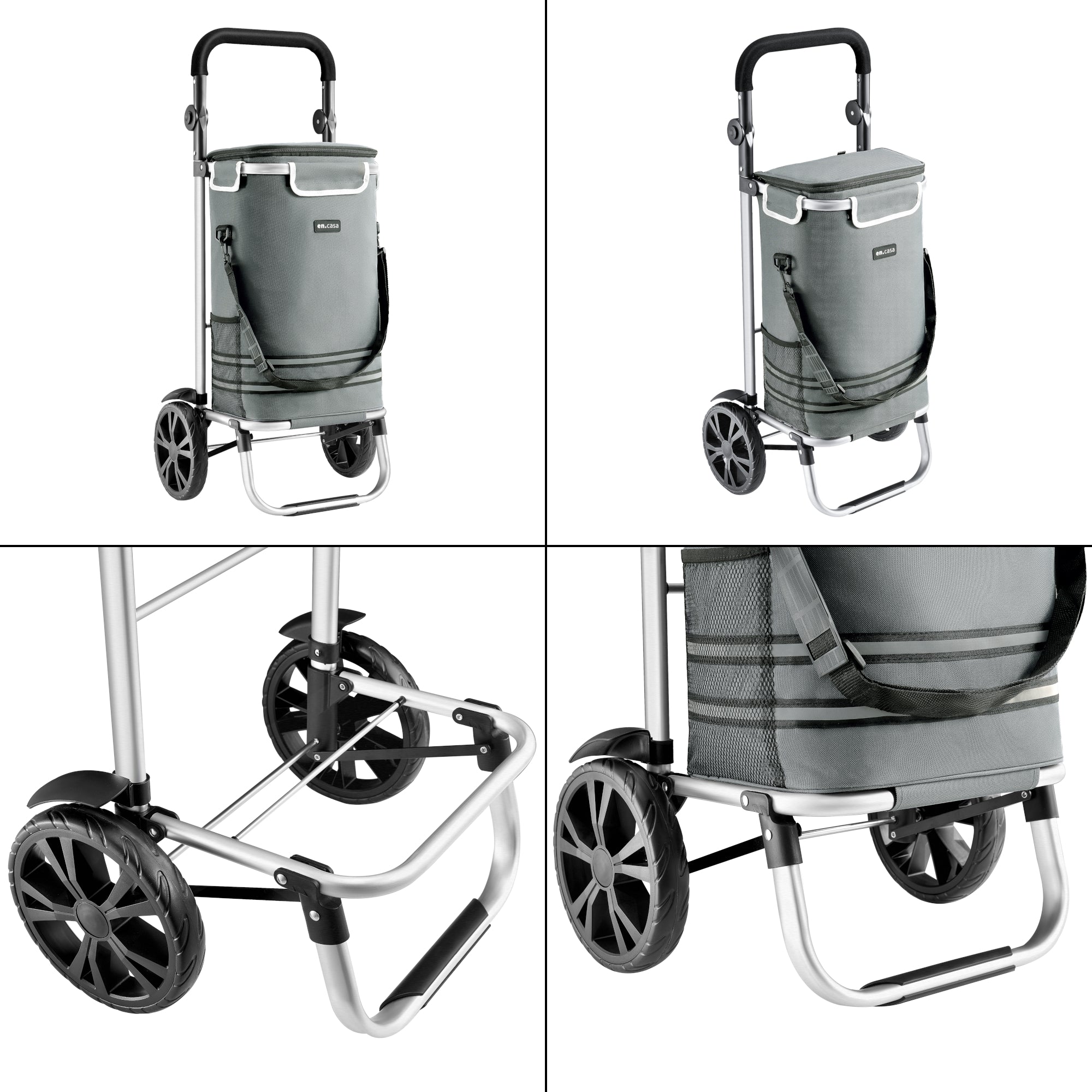 Trolley Portaspesa 'Namborn' con Capacitá fino a 41 L / 20 kg - Pieghevole - Grigio Scuro [en.casa]