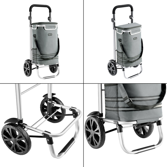 Trolley Portaspesa 'Namborn' con Capacitá fino a 41 L / 20 kg - Pieghevole - Grigio Scuro [en.casa]