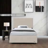 Letto Contenitore Juva con Apertura a Ribalta Letto Singolo 90x200 cm Velluto a Coste Beige Corium