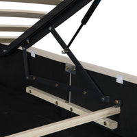 Letto Contenitore Juva con Apertura a Ribalta Letto Singolo 90x200 cm Velluto a Coste Beige Corium