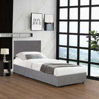 Letto Contenitore Juva con Apertura a Ribalta Letto Singolo 90x200 cm Velluto a Coste Grigio Corium
