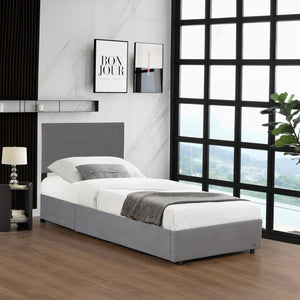Letto Contenitore Juva con Apertura a Ribalta Letto Singolo 90x200 cm Velluto a Coste Grigio Corium