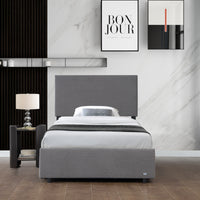 Letto Contenitore Juva con Apertura a Ribalta Letto Singolo 90x200 cm Velluto a Coste Grigio Corium