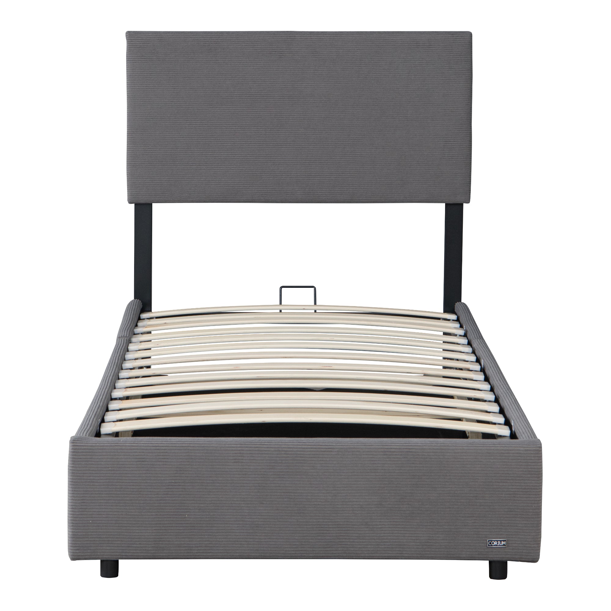 Letto Contenitore Juva con Apertura a Ribalta Letto Singolo 90x200 cm Velluto a Coste Grigio Corium