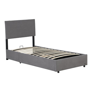 Letto Contenitore Juva con Apertura a Ribalta Letto Singolo 90x200 cm Velluto a Coste Grigio Corium