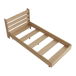 Struttura Letto Singolo Kvænangen 100x200 cm Testiera Alta - Effetto Rovere [en.casa]