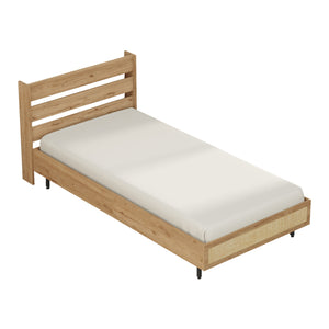 Struttura Letto Singolo Kvænangen 100x200 cm Testiera Alta - Effetto Rovere [en.casa]