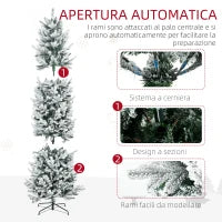 Albero di Natale Innevato 225cm con 988 Rami e Base in Acciaio per Interni con Apertura Automatica