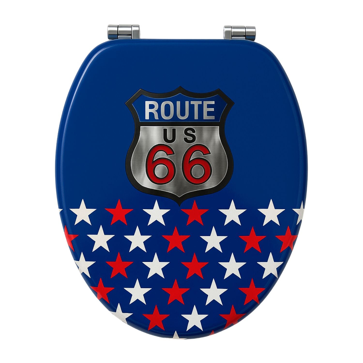 Sedile wc copri vater universale frizionato fantasia in mdf con chiusura rallentata *** fantasia route 66, confezione 1