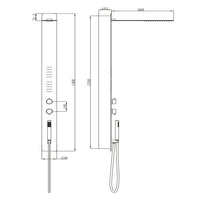 Colonna doccia 011 ad incasso acciaio inox lucida 3 funzioni 2 bocchette idro lombari p50xl12xh140