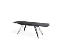 E-STYLO Tavolo allungabile con top marmo nero in ceramica e gambe in metallo nero opaco, 90cm X 160/240 cmcm H. 76cm.