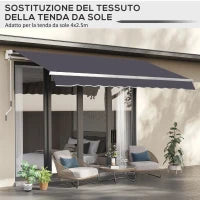 Telo di Ricambio per Tenda a Bracci Retrattile in Poliestere Anti UV da 3.6x3 m, Grigio