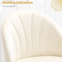 Set 2 Sedie da Salotto e Sala da Pranzo Imbottite, in Metallo e Tessuto Effetto Velluto Beige, 52x54x79 cm