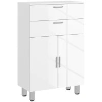 kleankin Mobile Bagno con 2 Cassetti e Armadietto con Ripiano Regolabile, in Legno, 60x30x93 cm, Bianco