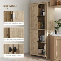 Mobile Cucina a 4 Ante con Mensole Regolabili e Base Rialzata in Legno 80x40x182cm