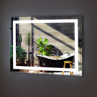 Specchio 5 mm rettangolare squadrato cornice led interruttore touch mdf *** misure 80x60 cm, tonalità standard 6000-...