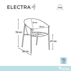 Electra, Set di 2 sedie in tessuto Tortora (58cm X 56cm H. 79cm) | Duzzle