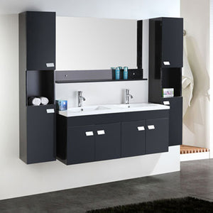 Mobile bagno nero 120 cm con Colonne e Lavabi inclusi - Elegance