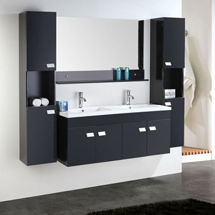 Mobile bagno nero 120 cm con Colonne e Lavabi inclusi - Elegance