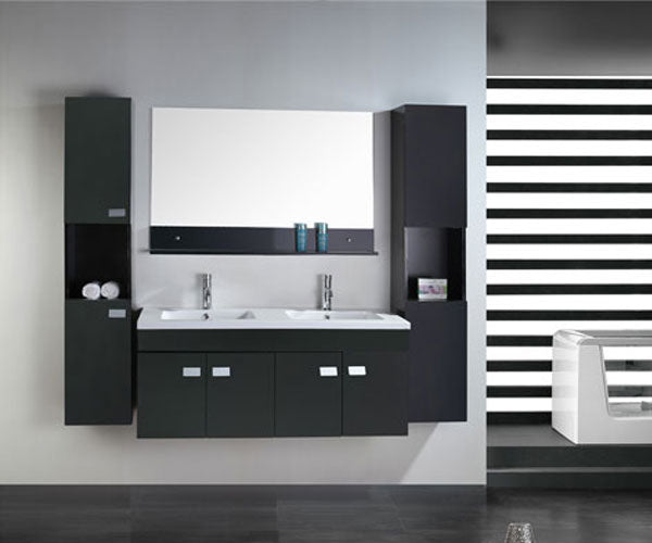 Mobile bagno nero 120 cm con Colonne e Lavabi inclusi - Elegance