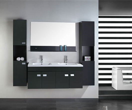 Mobile bagno nero 120 cm con Colonne e Lavabi inclusi - Elegance
