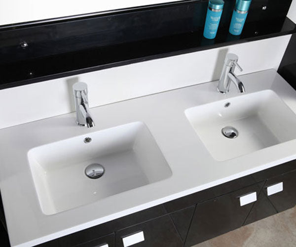 Mobile bagno nero 120 cm con Colonne e Lavabi inclusi - Elegance
