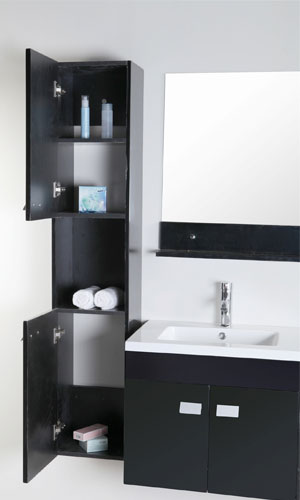 Mobile bagno nero 120 cm con Colonne e Lavabi inclusi - Elegance