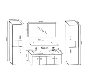Mobile bagno nero 120 cm con Colonne e Lavabi inclusi - Elegance