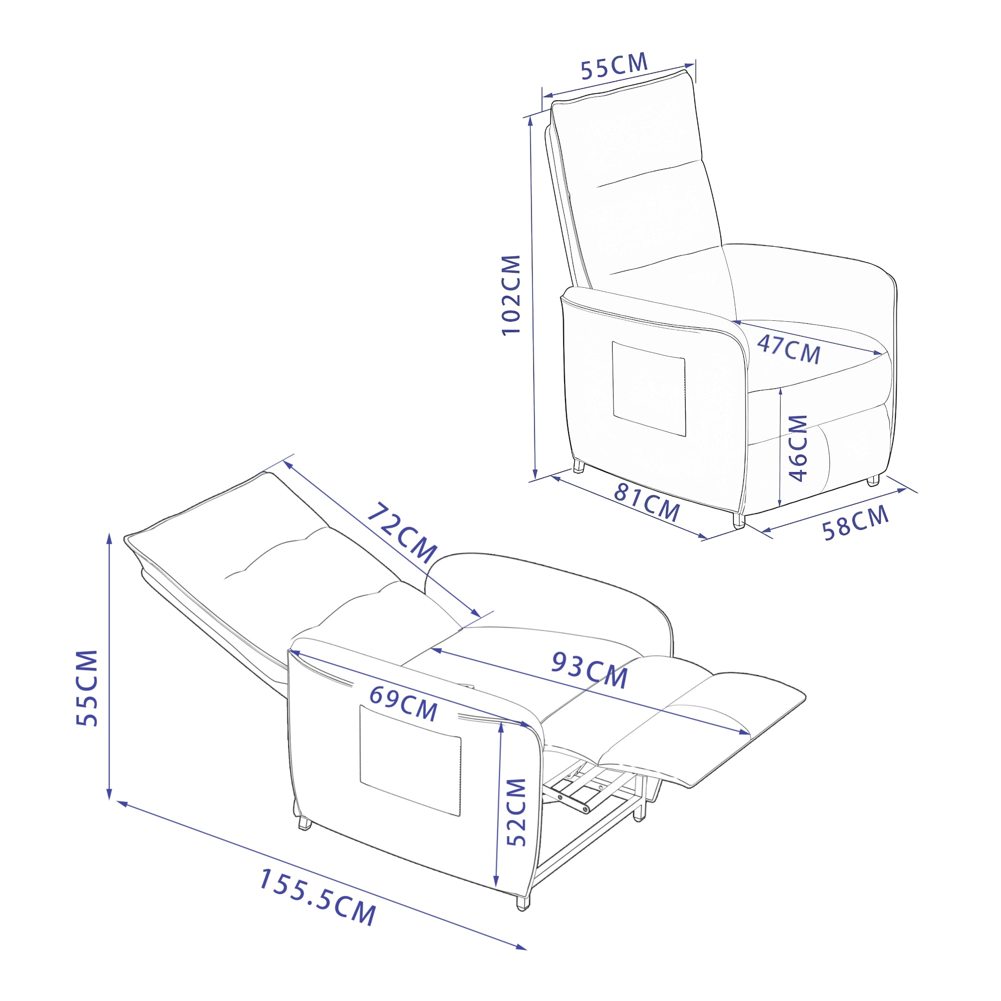 Poltrona Elettronica Savukoski Trasformabile in Sdraio - Grigio Chiaro [en.casa]
