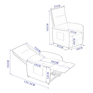 Poltrona Elettronica Savukoski Trasformabile in Sdraio - Grigio Chiaro [en.casa]