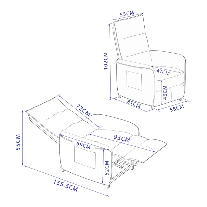 Poltrona Elettronica Savukoski Trasformabile in Sdraio - Grigio Chiaro [en.casa]
