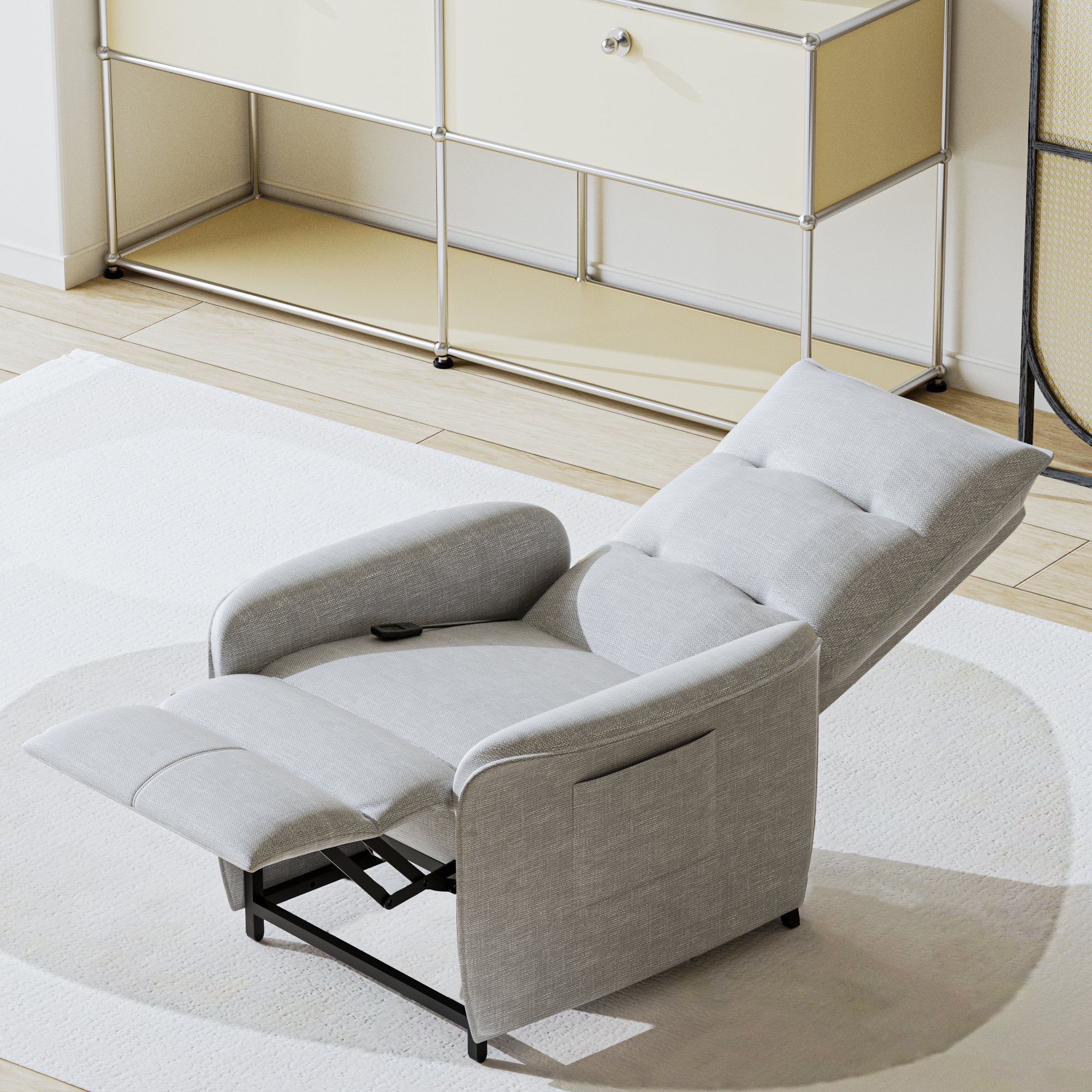 Poltrona Elettronica Savukoski Trasformabile in Sdraio - Grigio Chiaro [en.casa]