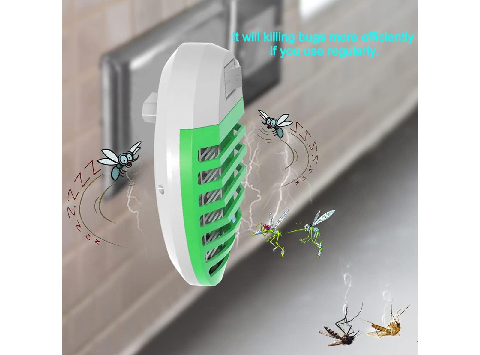 Elimina Zanzare Mosche e Falene 4 Lampade Antizanzare Elettriche da Presa