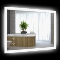 kleankin Specchio Bagno con Luci LED Regolabili, Controllo Touch e Antiappannamento, 70x50 cm