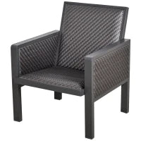 Salotto da Giardino con Divano da Esterno e Tavolino, Mobili da Giardino in Rattan Sintetico, Set 4 Pz, Grigio