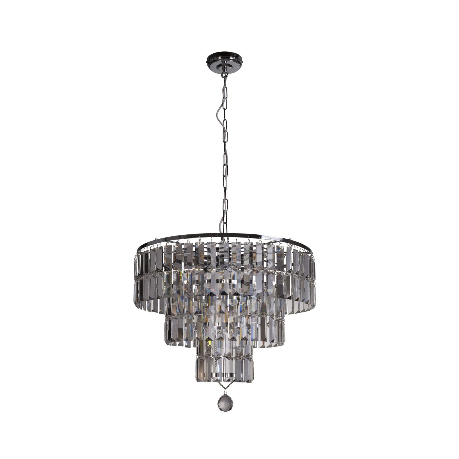 Empire 5Lt Pendant - Metallo cromato e cristallo trasparente