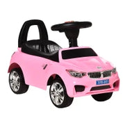 Macchinina per Bambini Cavalcabile con Volante, Fari e Musiche Integrate, Macchina per Bambini in PP e Metallo, 63.5x28x36 cm, Rosa