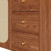 Credenza in rattan con cassetti per cucina e soggiorno, 160x40x90 cm, Marrone