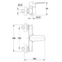 Miscelatore monocomando asia esterno da doccia in ottone colore cromato *** confezione 1