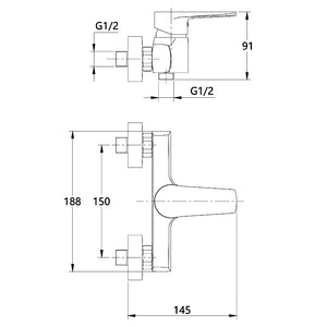 Miscelatore monocomando asia esterno da doccia in ottone colore cromato *** confezione 1