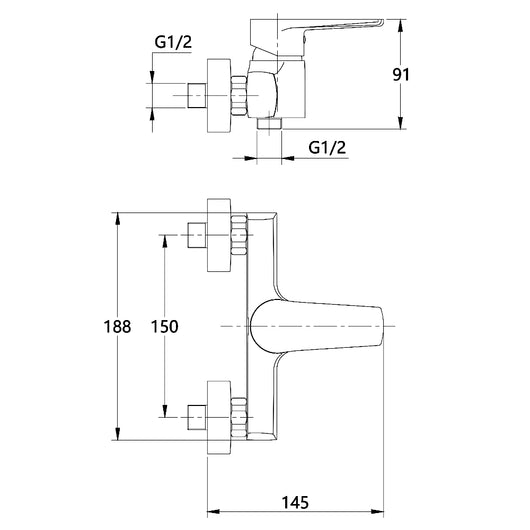 Miscelatore monocomando asia esterno da doccia in ottone colore cromato *** confezione 1