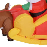 Gonfiabile di Babbo Natale con Slitta e Renne, Autogonfiabile Elettrico, Impermeabile e Resistente, Lungo 2.3 Metri