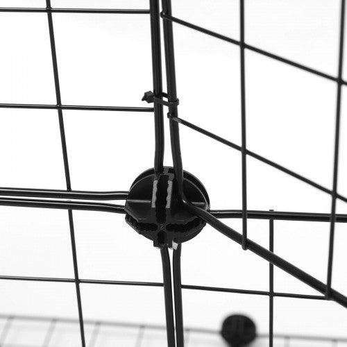 Recinto modulare per piccoli animali gabbia da interno 2 livelli martello in gomma gratis porcellino d'India coniglio facile montaggio 143 x 73 x 71 cm nero 12_0000476