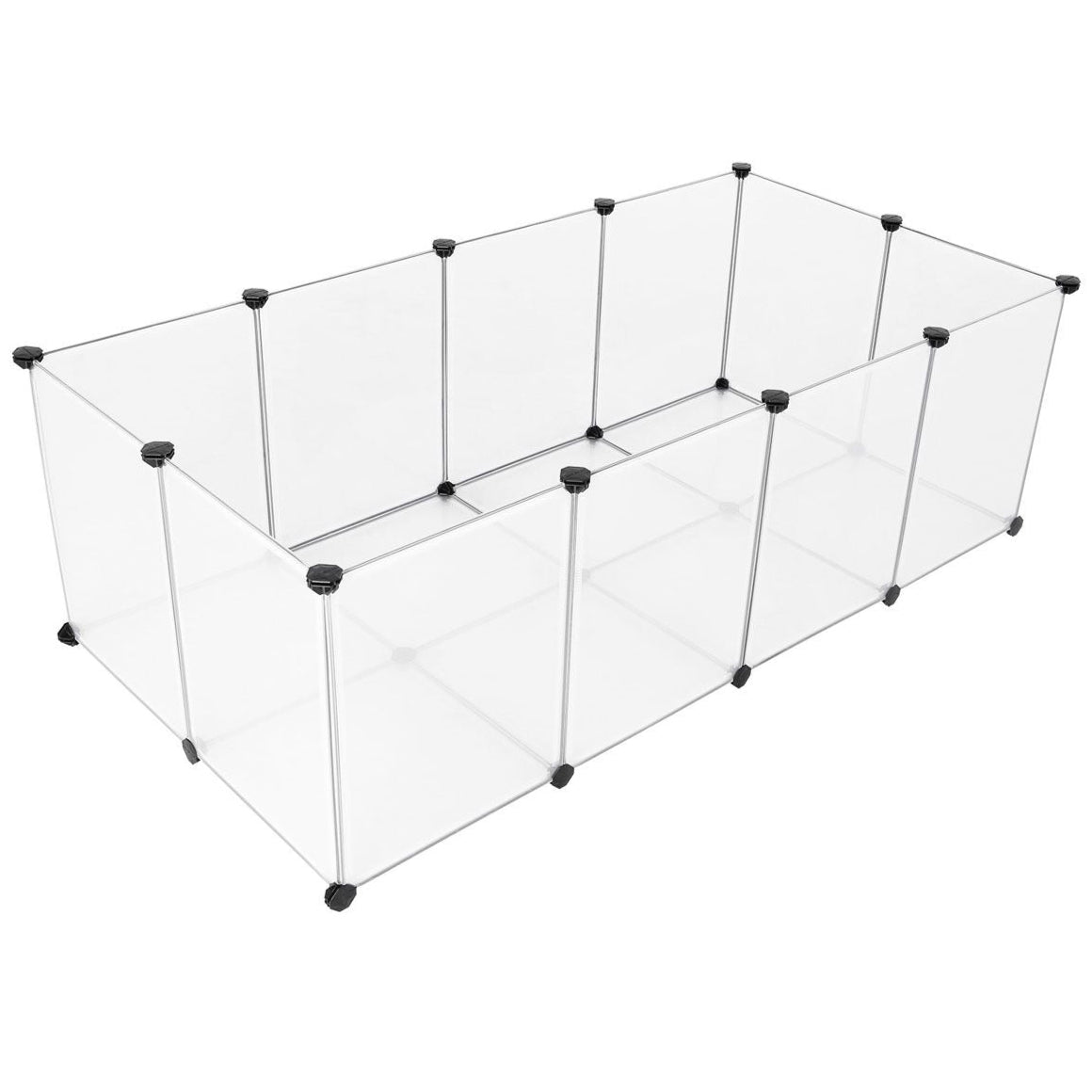 Recinto per piccoli animali base gabbia modulare per cavie criceti conigli roditori piccoli animali domestici 143 x 73 x 46 cm pannelli trasparenti 12_0005398