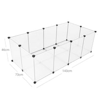 Recinto per piccoli animali base gabbia modulare per cavie criceti conigli roditori piccoli animali domestici 143 x 73 x 46 cm pannelli trasparenti 12_0005398