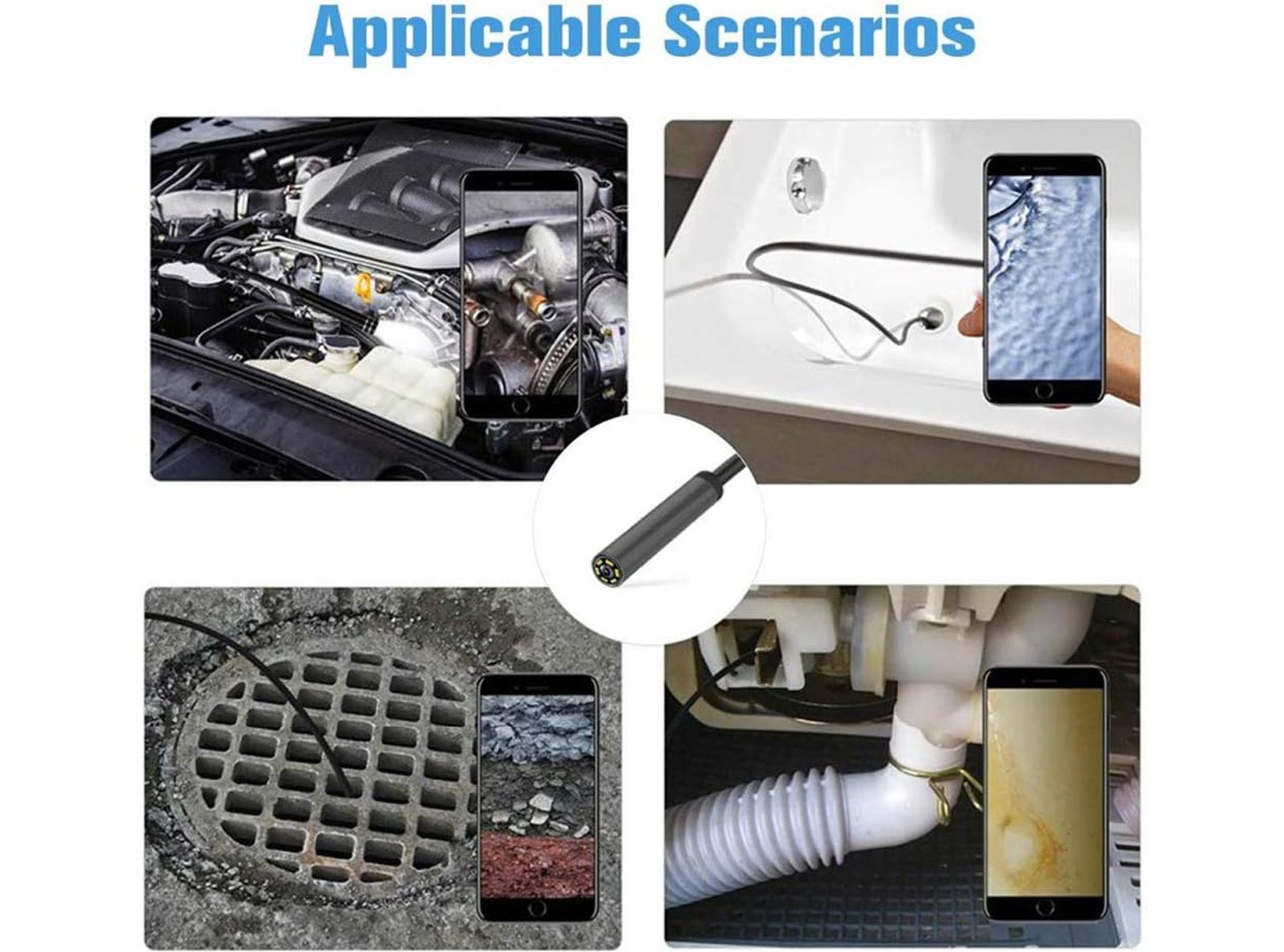 Endoscopio USB 8mm HD 1200p Cavo 5m Telecamera Ispezione Impermeabile IP68 per PC Android Bricolage Automazione Flessibile