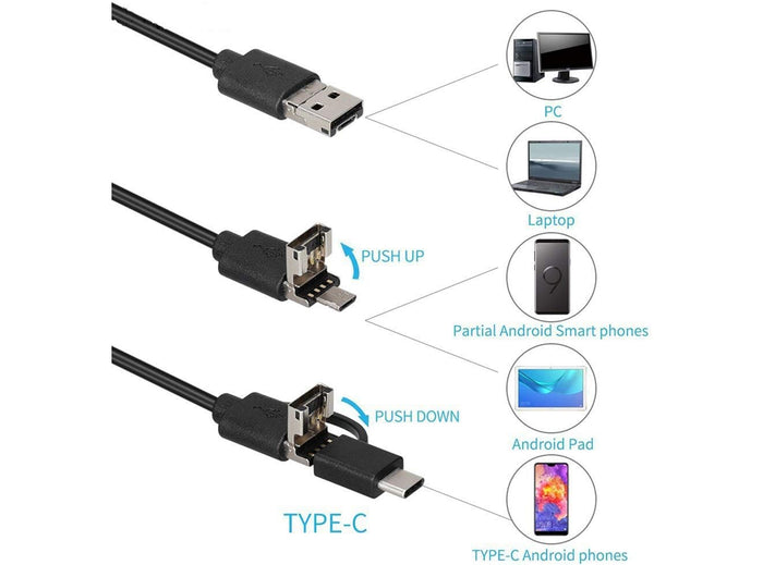Endoscopio USB 8mm HD 1200p Cavo 5m Telecamera Ispezione Impermeabile IP68 per PC Android Bricolage Automazione Flessibile
